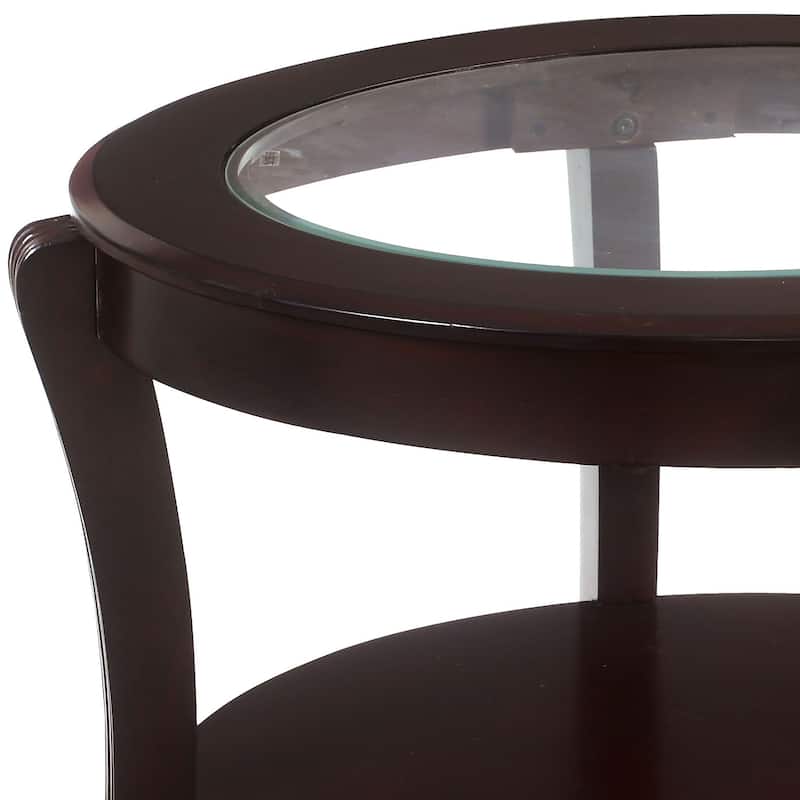 Orim Contemporary Espresso Oval Wood Open-Shelf Side Table by Furniture of America