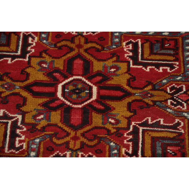 Hand Knotted Oriental 100% Wool Carpet Traditional Medallion Red Heriz Area Rug - 11' 4'' X 9' 3''