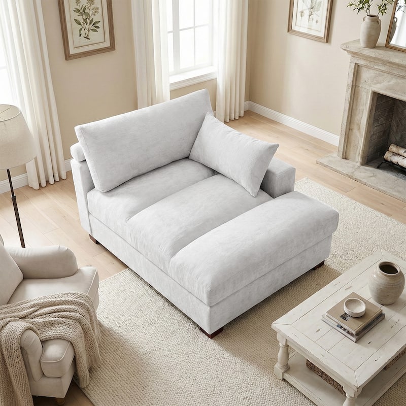 42"W Chenille Upholstered Chaise Lounge