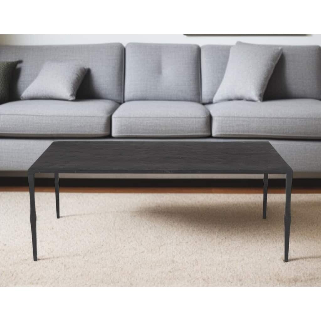 Minimal Black Iron Rectangular Coffee Table - 22" W x 42" D x 15.5" H