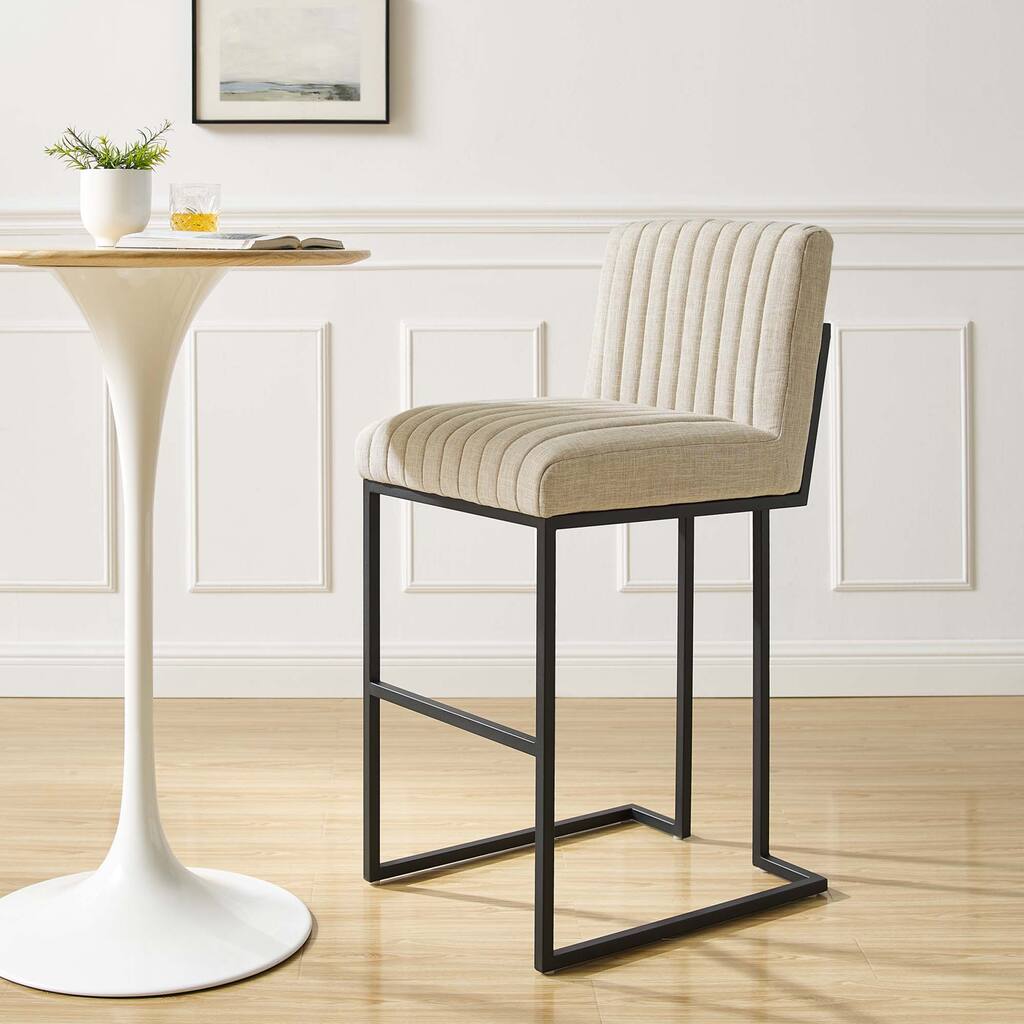 Indulge Channel Tufted Fabric Bar Stool - N/A