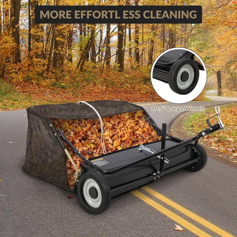 50 in Tow-Behind Lawn Sweeper with 26 cu. ft. Hopper Adjustable Height and Quick-Dump Rope