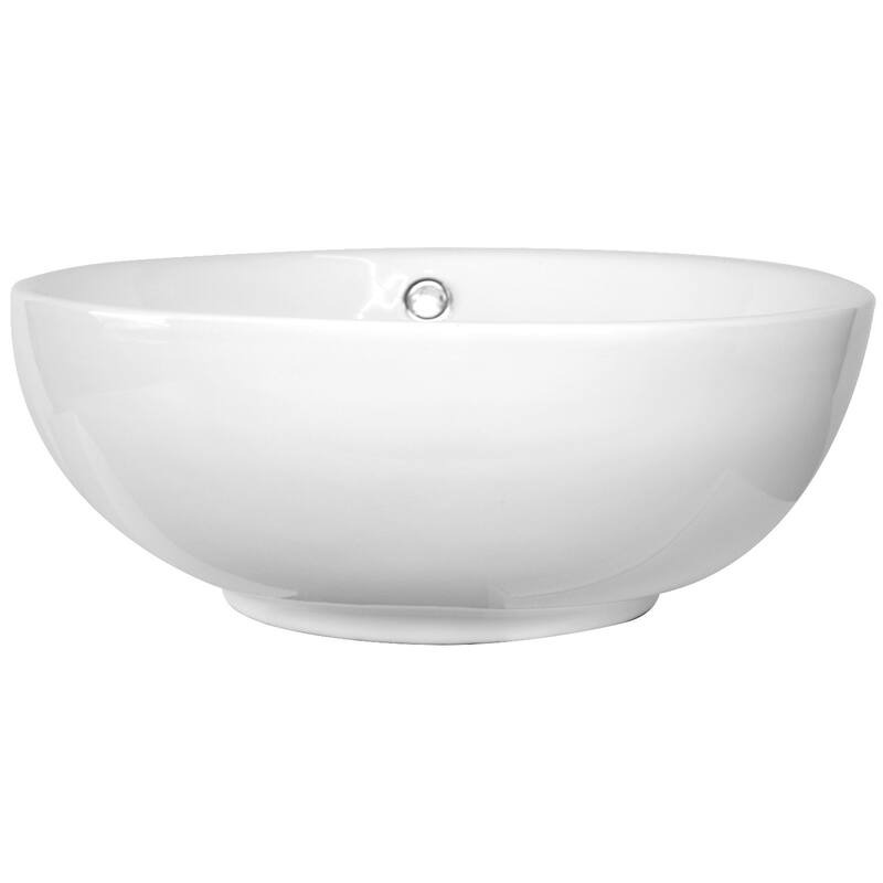 Sutherland White Ceramic Round Vessel Bathroom Sink with drain