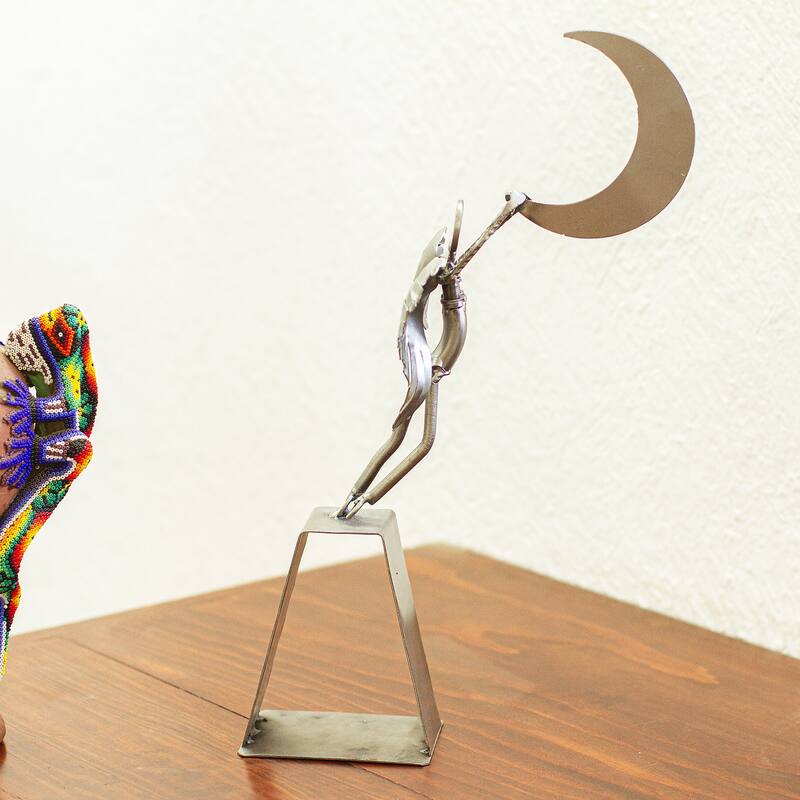 Novica Handmade Capture The Moon Recycled Auto Parts Sculpture