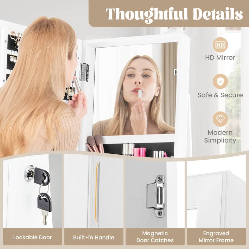 Costway 360° Swivel Jewelry Armoire with Full-Length Mirror Rear - See Details