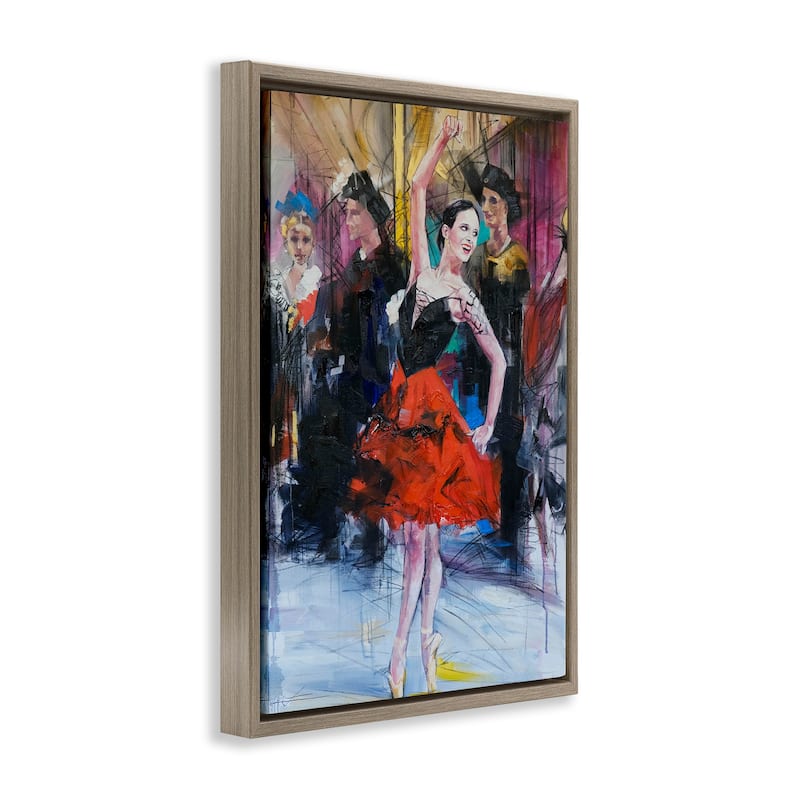 Stupell Abstract Ballerina Bold Collage Framed Floater Canvas Wall Art Design By Lucille Lee