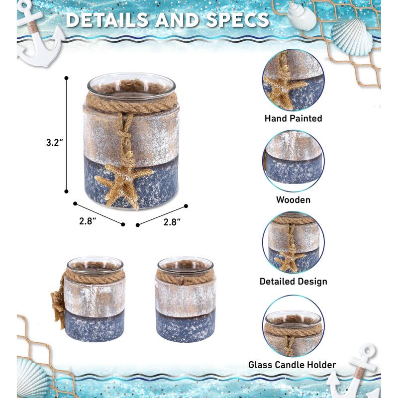 CoTa Global Silver Sea Starfish Candle Holder with Starfish Figure - 3.2″Lx2.8″Wx2.8″H
