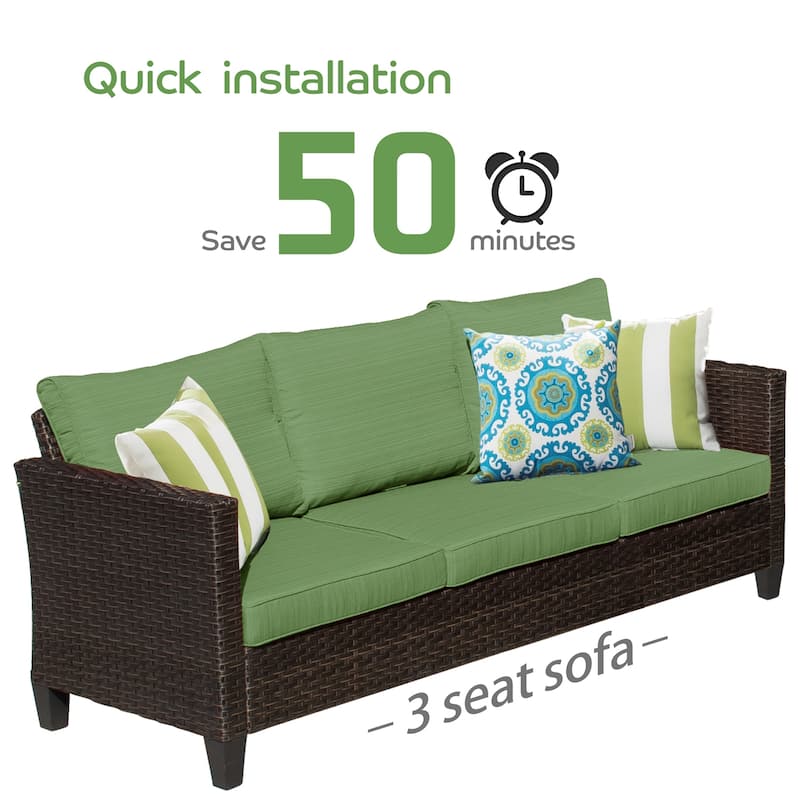 OVIOS Patio Furniture Wicker 5-piece Outdoor High-back Sectional Set