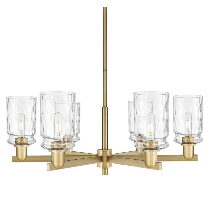 Innovations Lighting 716-6CR-12-35 Candor Chandelier Candor 6 Light - Brushed Brass / Clear Waterglass