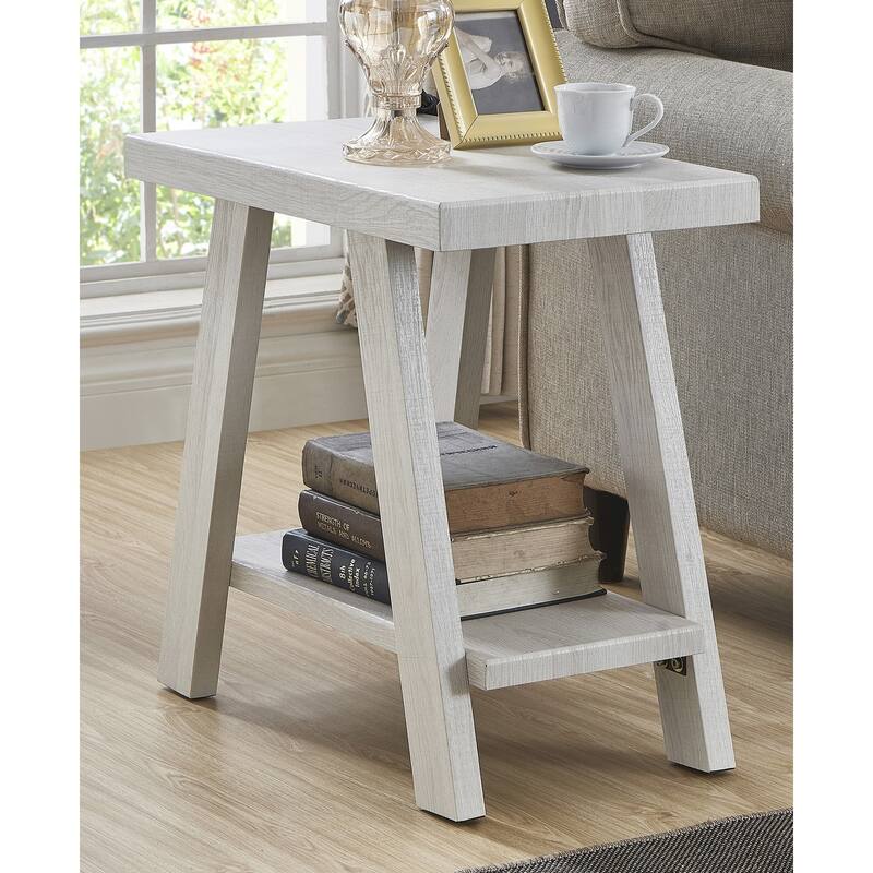23.5" Modern Rectangular Side Table with Storage Shelf and Wide-angled Legs