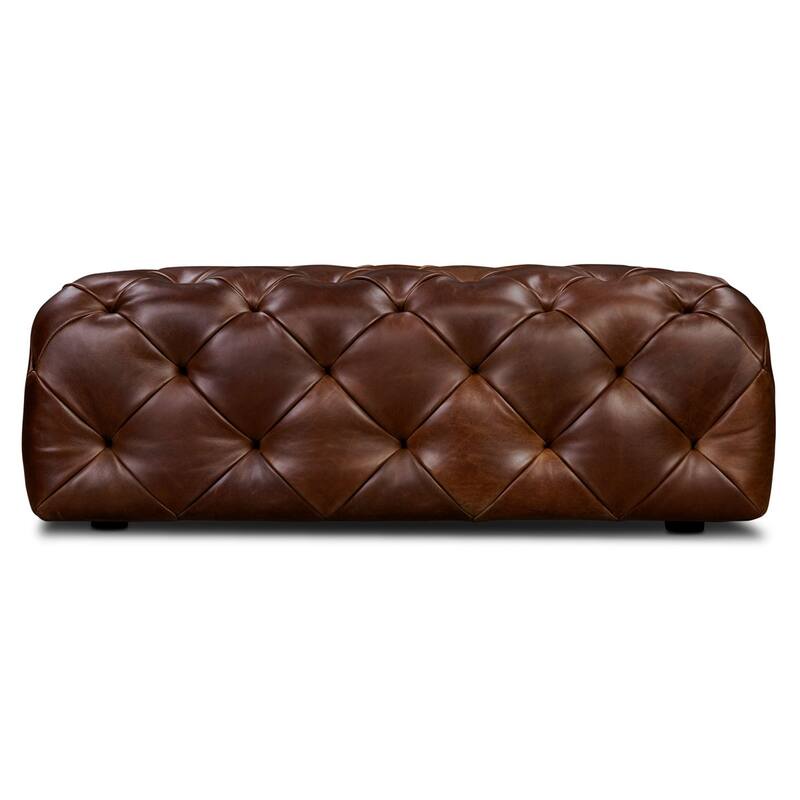 Poly & Bark Turin Leather Ottoman in Cognac Tan