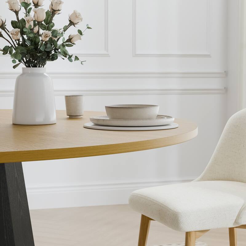 Solid Wood Round Dining Table Kitchen Table with Tabletop and Tapered Base for Living/Dining Room Coffee Office