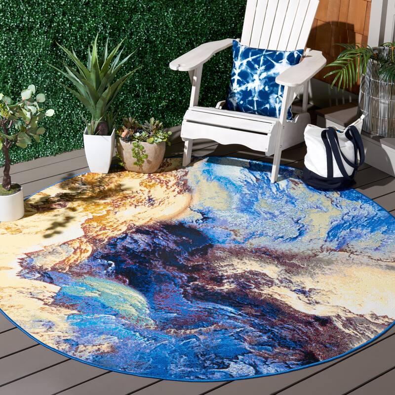 SAFAVIEH Barbados Hyang Modern Abstract Waterproof Patio Backyard Rug