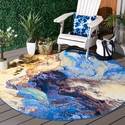 SAFAVIEH Barbados Hyang Modern Abstract Waterproof Patio Backyard Rug