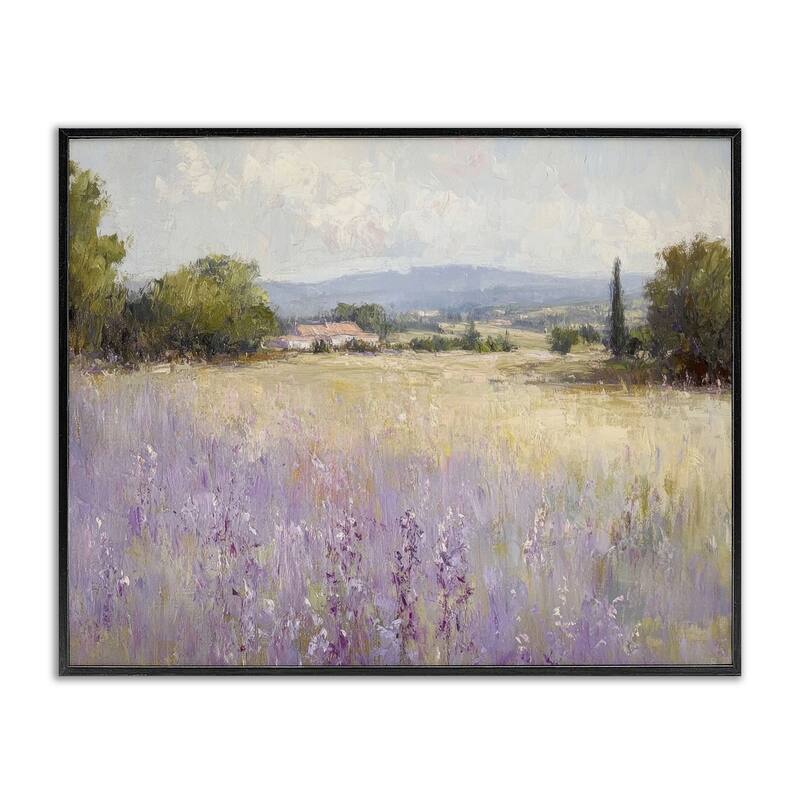 Stupell Lavender Farmland Meadow Framed Giclee Art Design By Petal Prints Design - 20 x 16 - Black