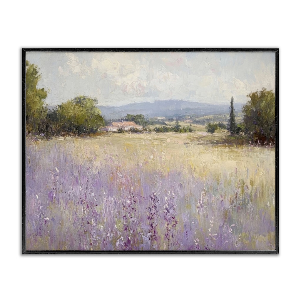 Stupell Lavender Farmland Meadow Framed Giclee Art Design By Petal Prints Design