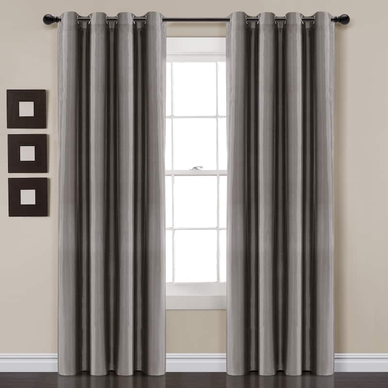 Lush Decor Insulated Grommet Blackout Faux Silk Window Curtain Panel - 84 Inches - Dark Grey