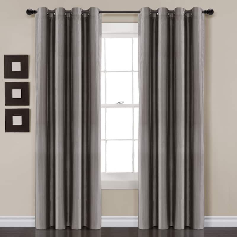 Lush Decor Insulated Grommet Blackout Faux Silk Window Curtain Panel - 95 Inches - Dark Grey