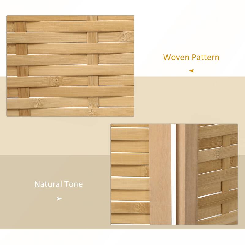4 Panel 5.5' Tall Bamboo Portable Folding Privacy Screens for Home Offic
