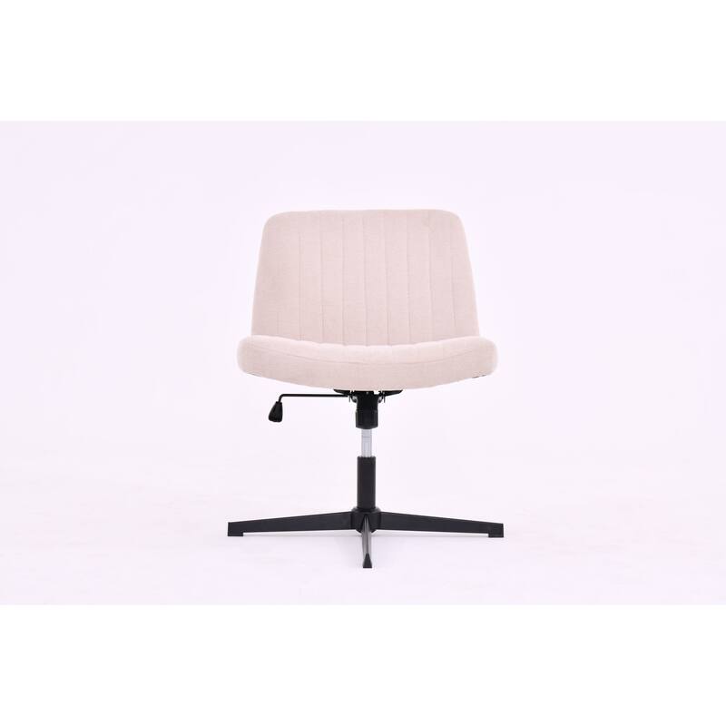 Criss Cross Office Desk Chair, Armless Fabric Vanity Home Chair, Height Adjustable Swivel Mid Back Wide Seat Task Chair - N/A