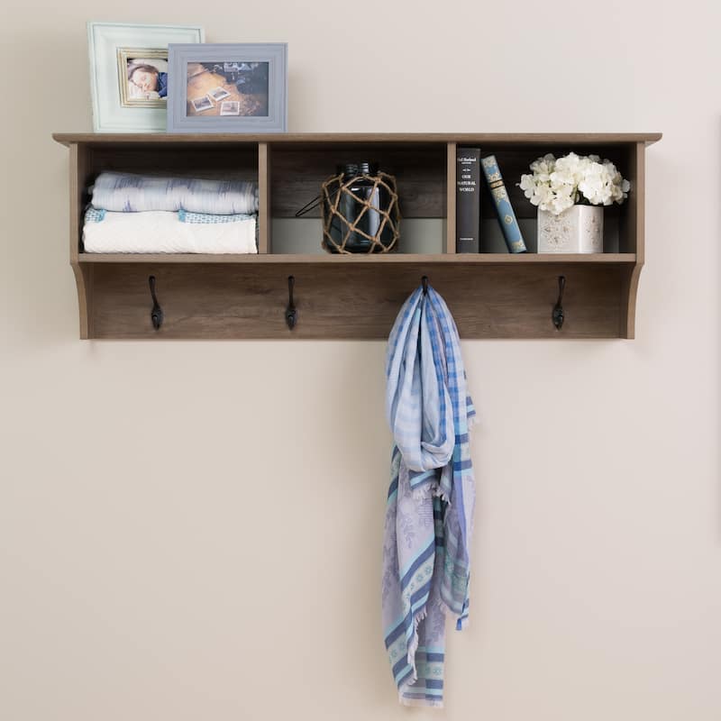 Prepac Drifted Grey Wood 48-inch Wide Floating Entryway Shelf - drifted gray
