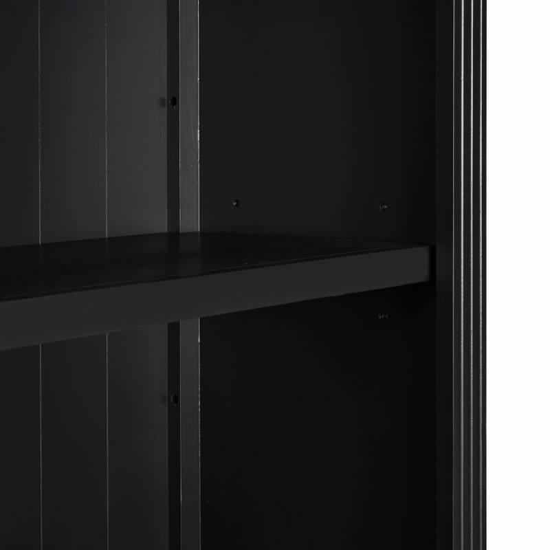 83.4" Tall Bookshelf, Modern Bookcase with Sliding Doors & Open Shelves