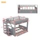 preview thumbnail 5 of 10, Gray Full Size Solid Wood Convertible Bunk Bed with Storage Staircase and Drawers