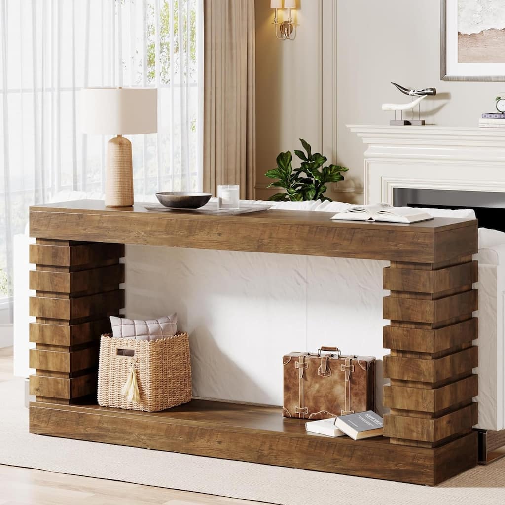 70.87" Narrow Brown Wood Console Table with Storage for Entryway Sofa Table, Hallway Living Room