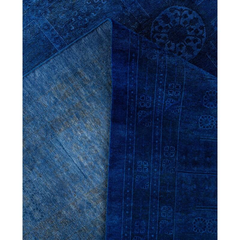 Overdyed One-of-a-Kind Hand-Knotted Area Rug - Blue - 12' 4" x 18' 0"