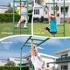 preview thumbnail 4 of 6, 5 IN 1 Metal Swing Sets for Backyard with 2 Swings, Climbing Net, Trapeze Bar