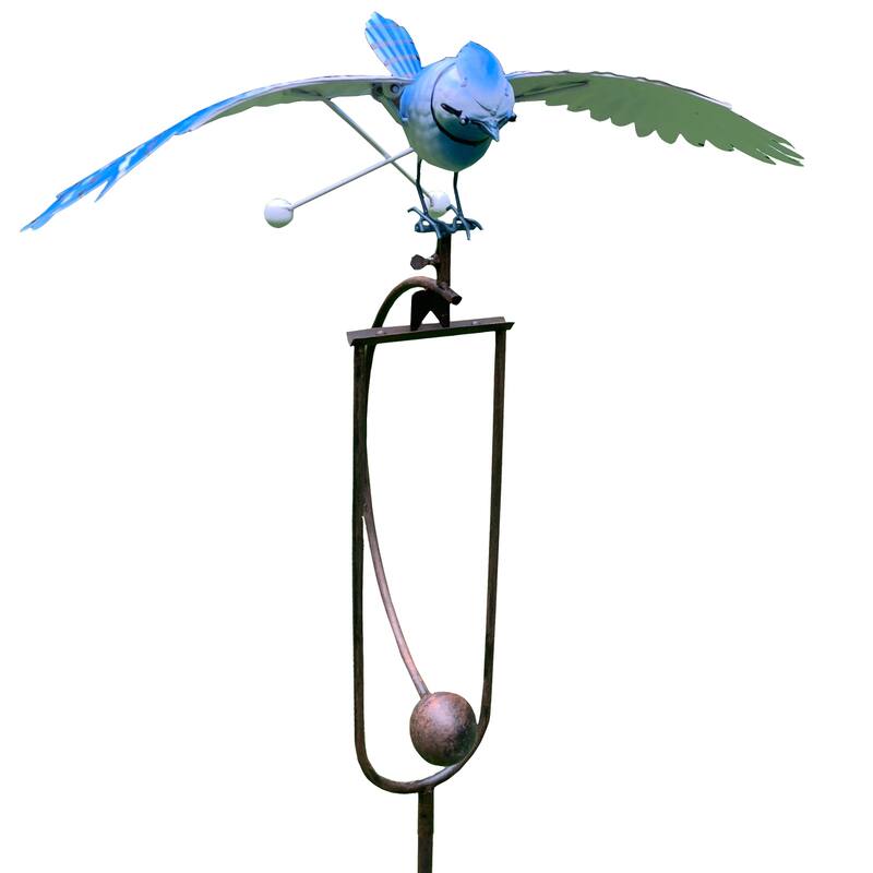 48" White and Blue Realistic Jay Rocker Outdoor Garden Stake