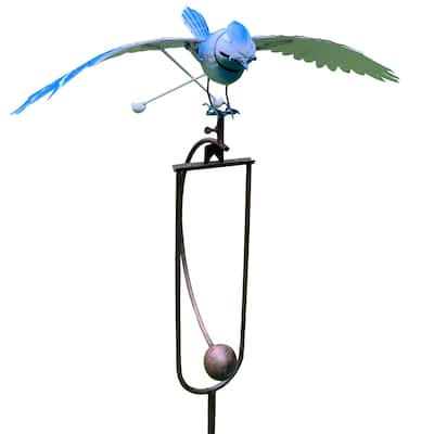 48" White and Blue Realistic Jay Rocker Outdoor Garden Stake