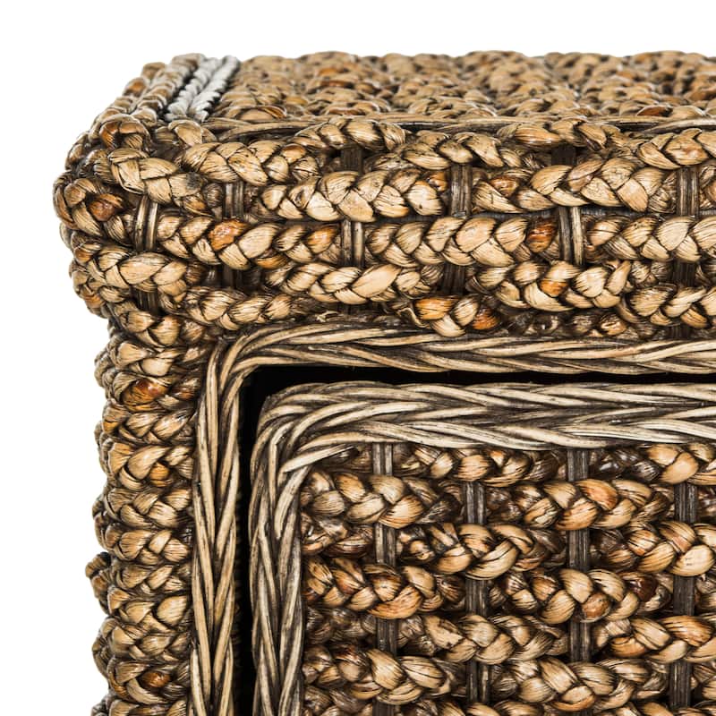 SAFAVIEH Maysam Braided Wicker One Drawer Brown Wash Nightstand