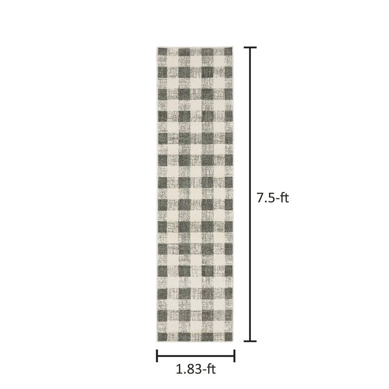 Arwen Distressed Gingham Plaid Area Rug