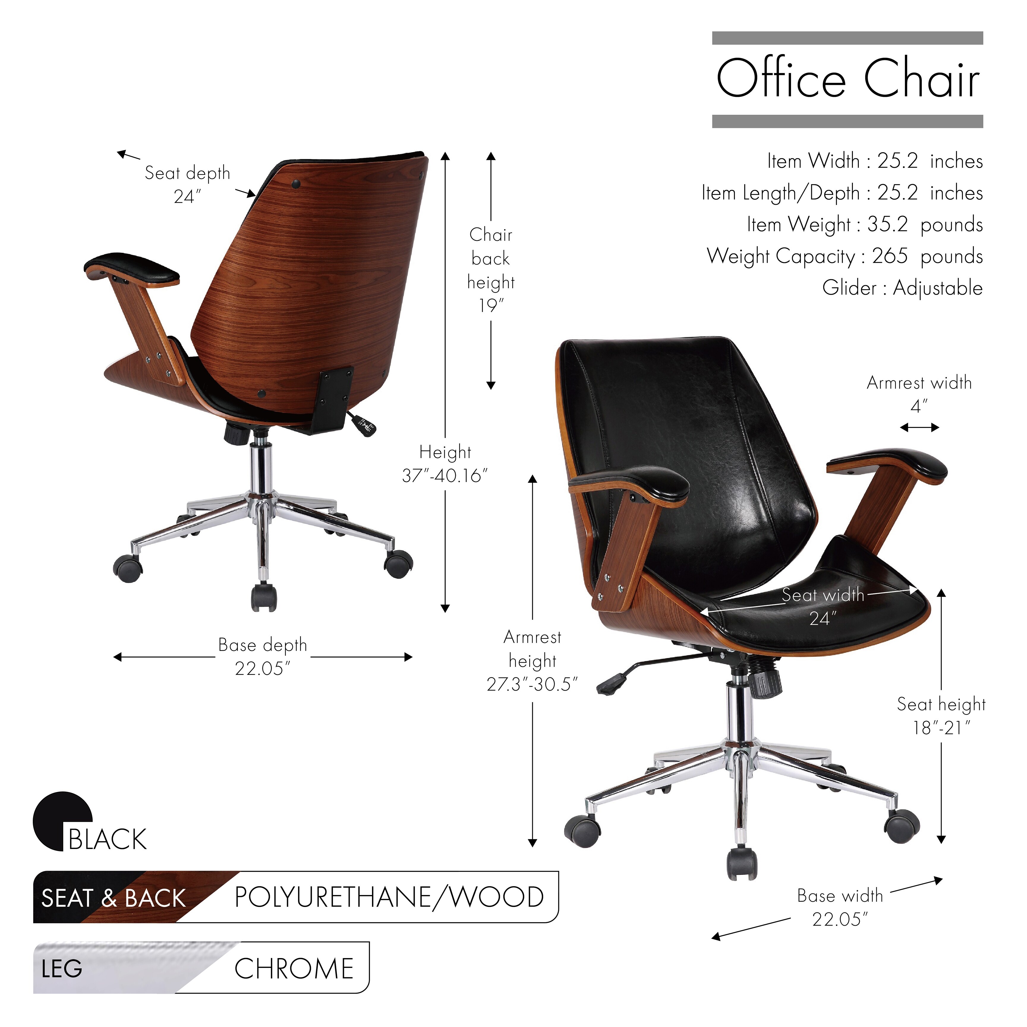 Porthos home noah adjustable office new arrivals chair