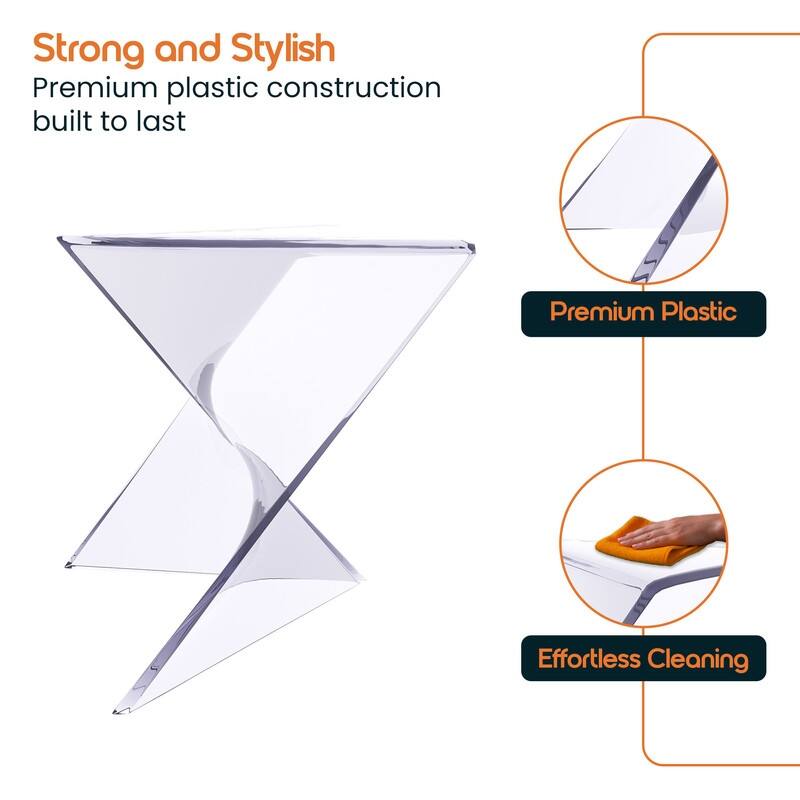 Randolph Modern Indoor Lightweight Side Table with Triangular Curved Design Accent End Table for Home Living Room or Bedroom