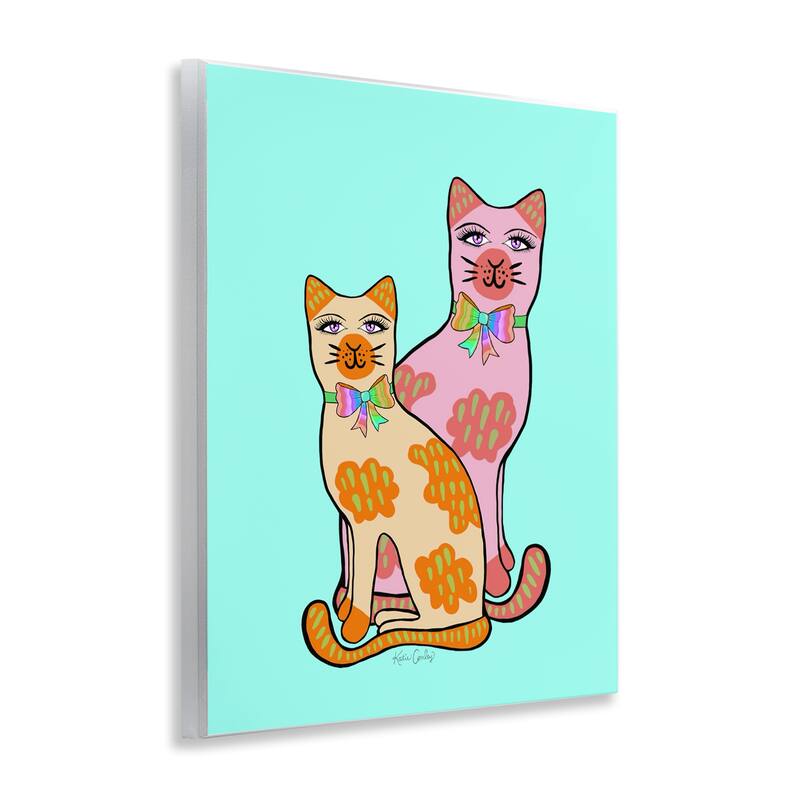 Stupell Funky Cats on Turquoise Wall Plaque Art Design By Katie Conley