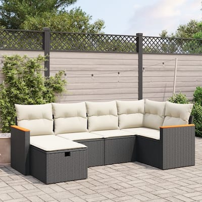 vidaXL Patio Sofa Set with Cushions Outdoor Conversation Furniture Poly Rattan