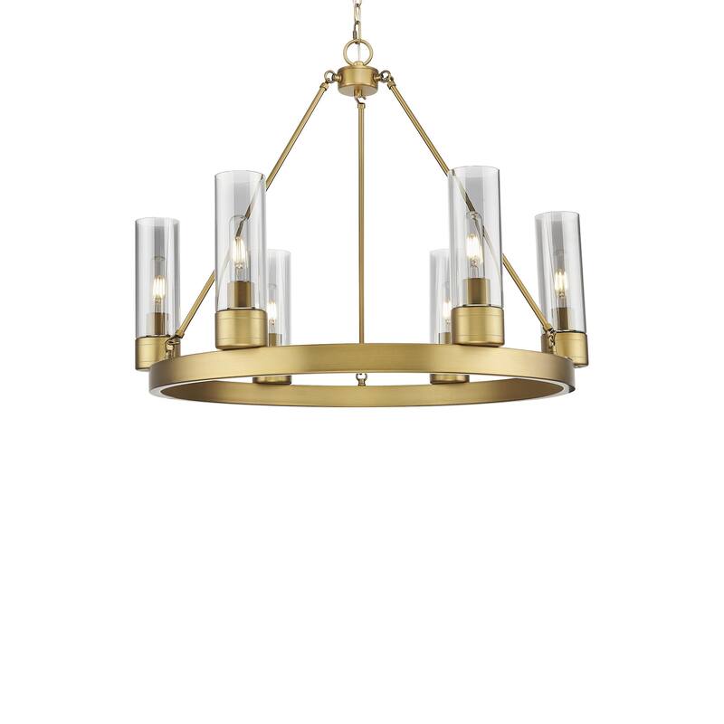 Innovations Lighting 617-6CR-24-29-8 Boreas Chandelier Boreas 6 Light - Brushed Brass / Light Smoke