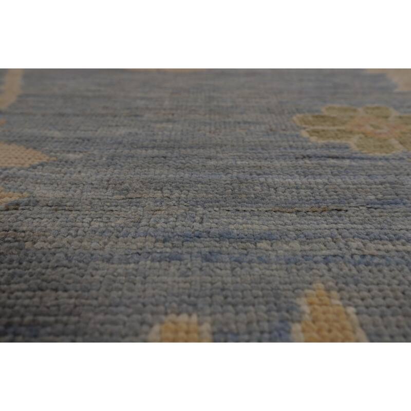 Blue Vegetable Dye Oushak Oriental Large Area Rug Handmade Wool Carpet - 10'5"x 13'7"