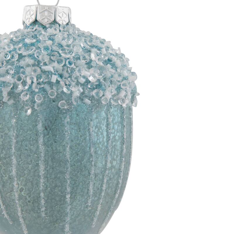 Glittered Mercury Glass Acorn Christmas Ornament - 4.5" - Blue