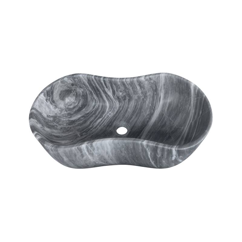 Roomfitters Marble Bathroom Vessel Sink, Natural Stone Countertop Wash Basin, Polished Oval Vanity Sink