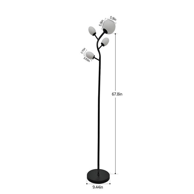 68'' 4-Light Tree Floor Lamp With LED Bulbs Included