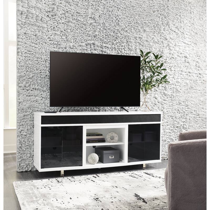 Signature Design by Ashley Gardoni White/Black 72" TV Stand for TVs up to 82" - 72.38" W x 19.38" D x 33.38" H
