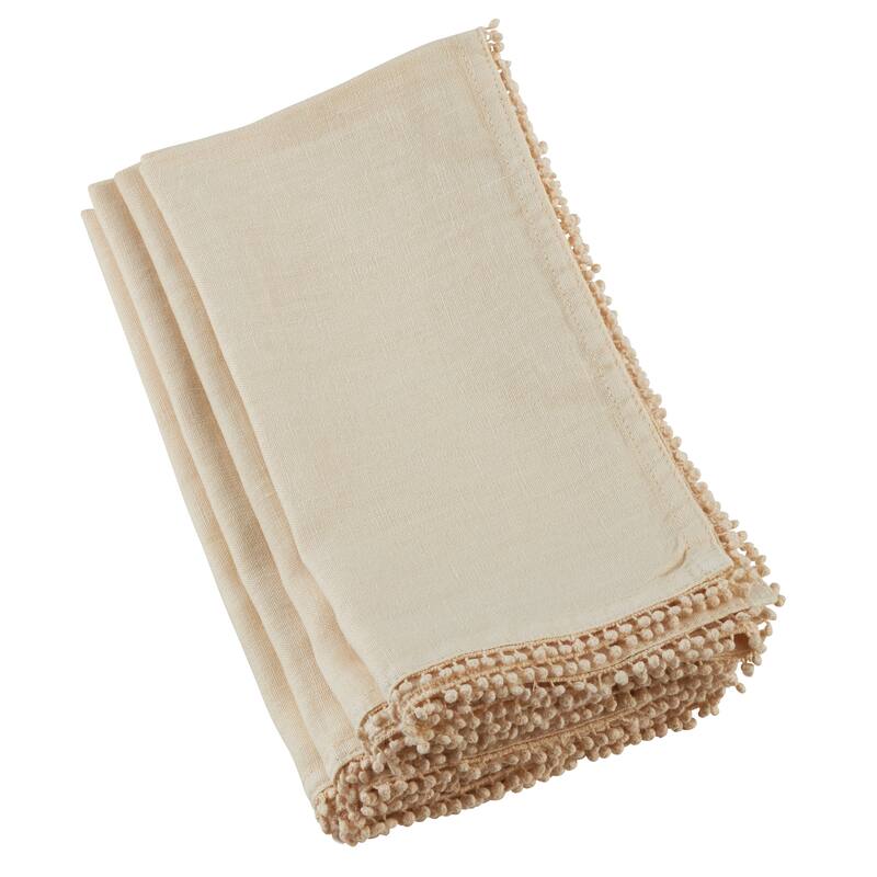 Table Napkins With Pom Pom Design (Set of 4) - 20"x20"
