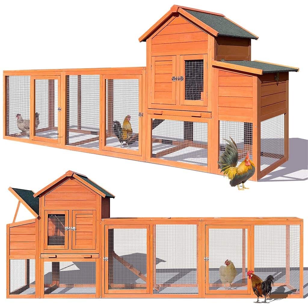 123" Large Chicken Coop with Run, for 5-10 Chickens, Chicken Run Poultry Cage Rabbit Cage Duck House with Nesting Box