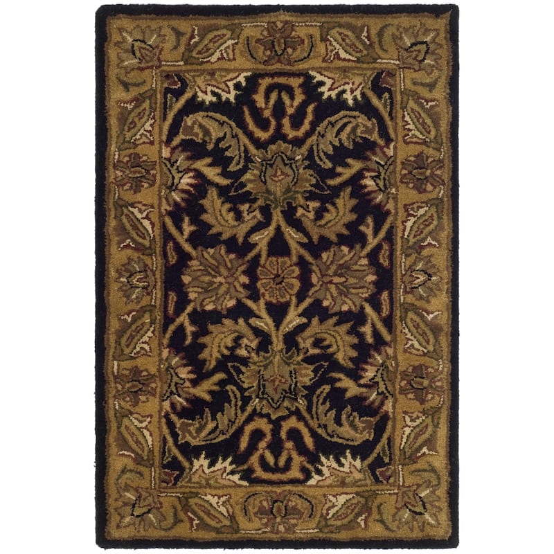 SAFAVIEH Handmade Classic Domiziana Traditional Oriental Wool Rug - 2' x 3' - Black/Gold