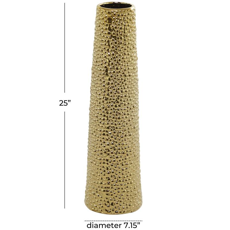 Ceramic Tall Cone Decorative Vase with Bubble Texture - Silver, White, Black, Gold - Roche River Decor