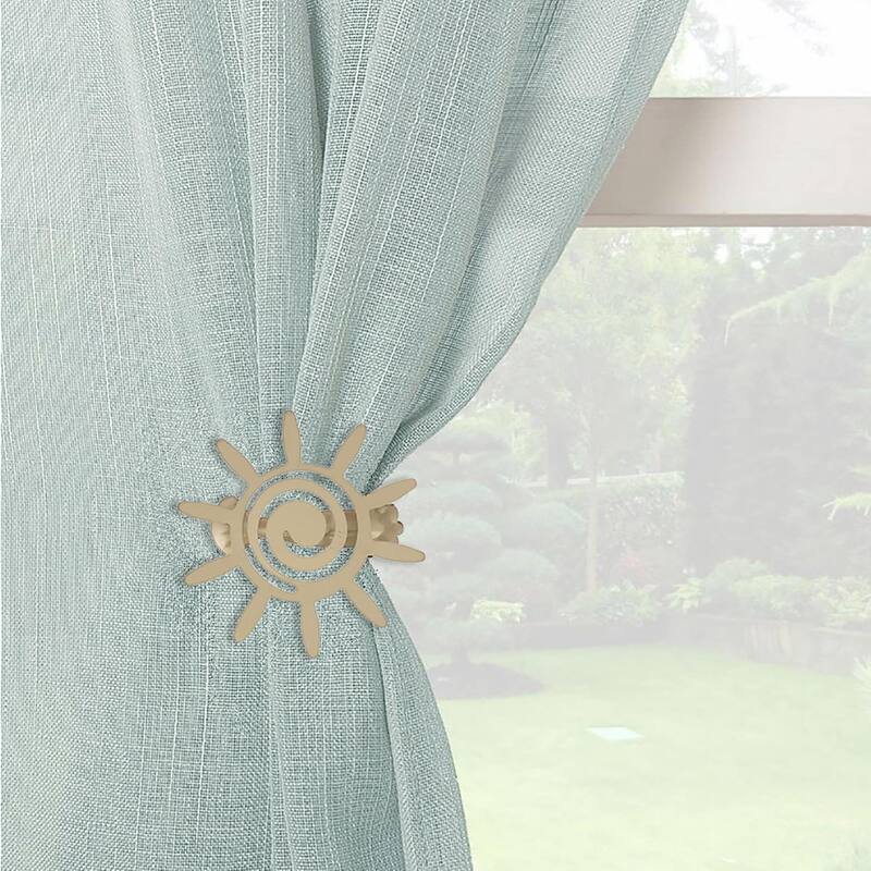 Set of 2 Metal Tiebacks Sun Clip Helios Big Size - 3.6"L x 3.6"H x 1.4"D