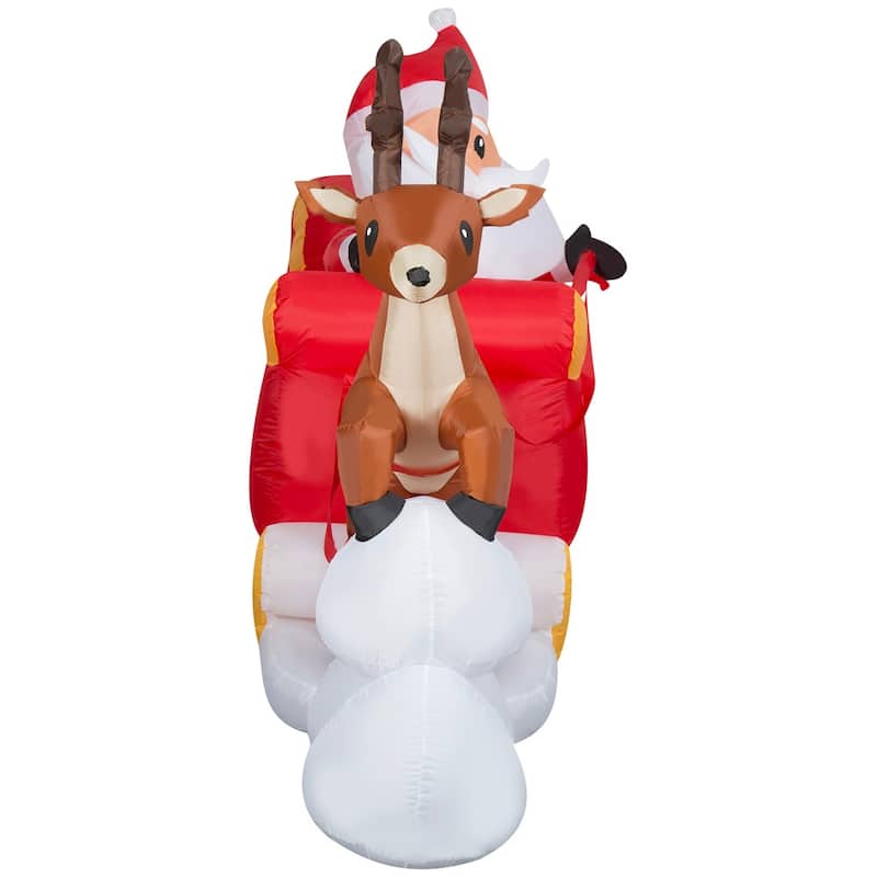 Lightshow Airblown-Sewn-in Micro LED Santa and Sleigh Takeoff Scene-LG